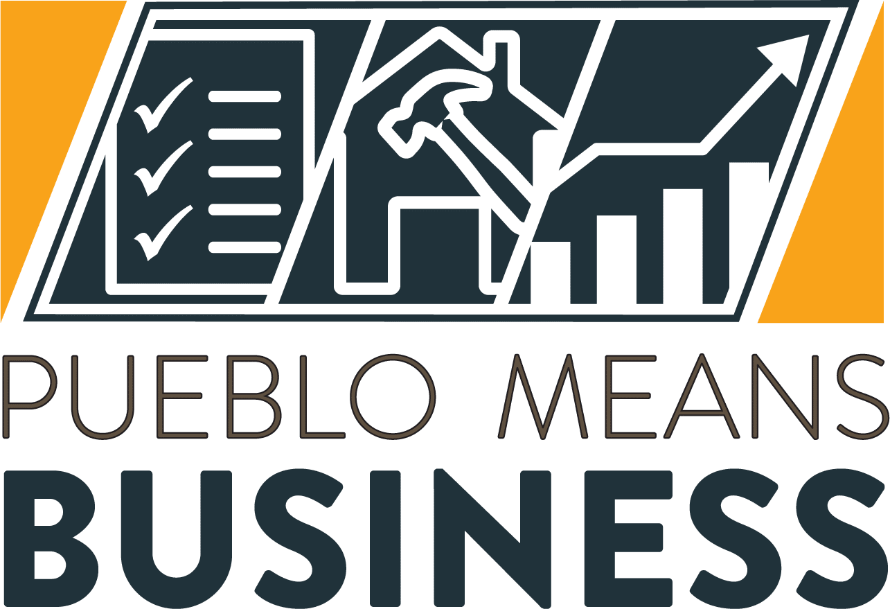 Pueblo Means Business solid color logo